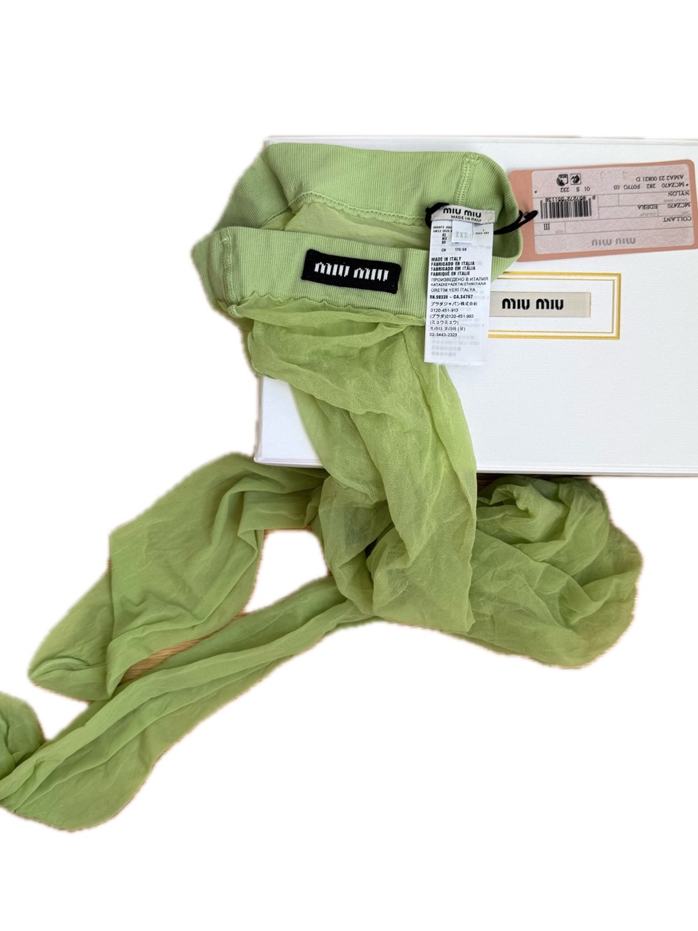 Miu Miu Light Green Chiffon Scarf
